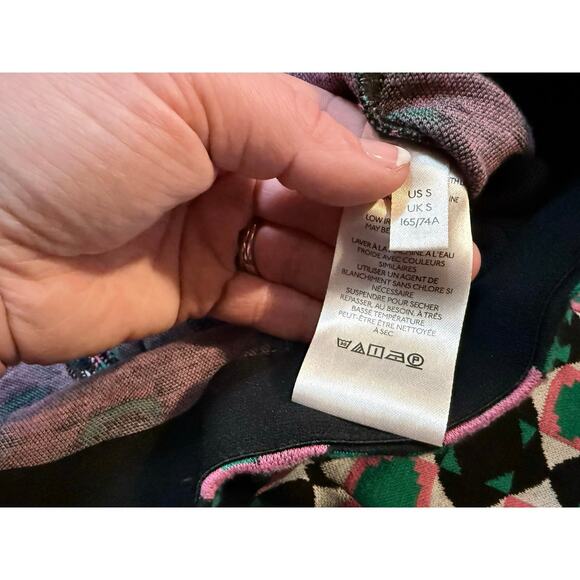 Maeve ANTHROPOLOGIE The Margot Kick Flare Crop Pants S Green Pink Geometric - Picture 6 of 9